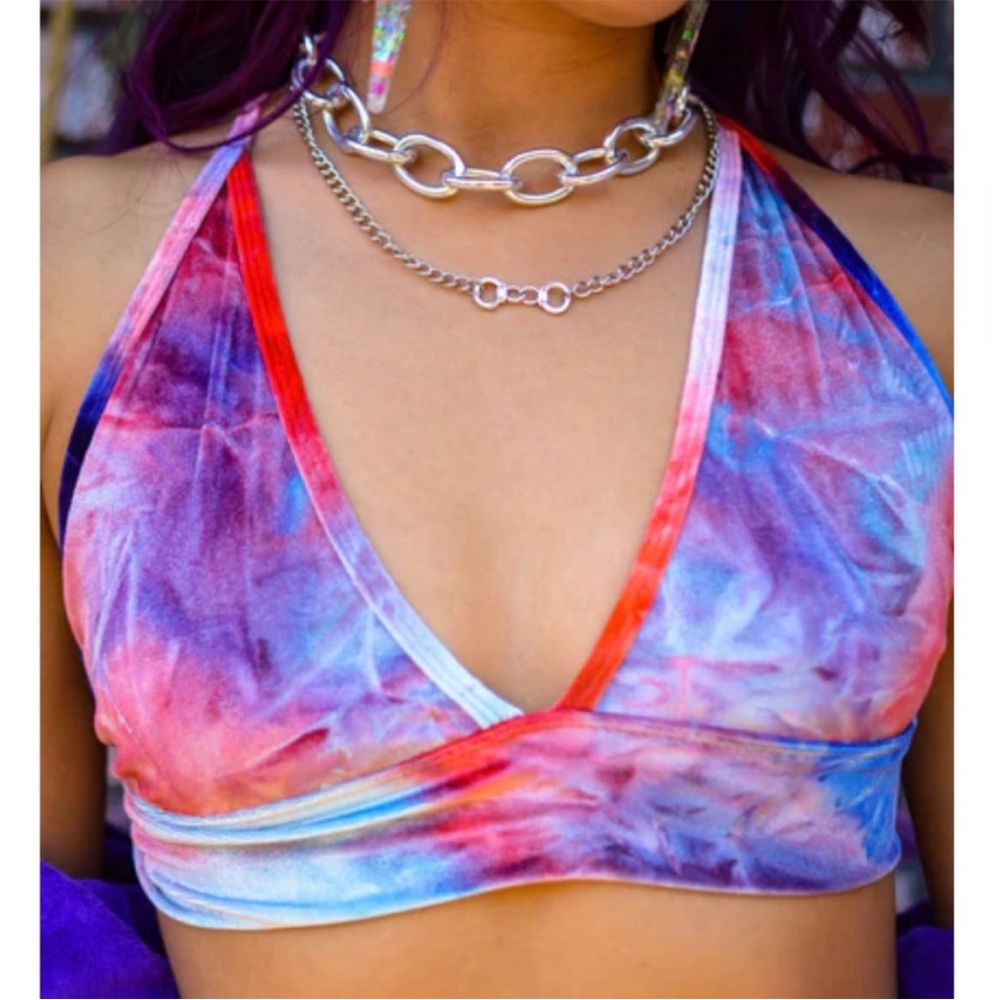 Rolita Couture Tie Dye Bralette velvet top Size XS